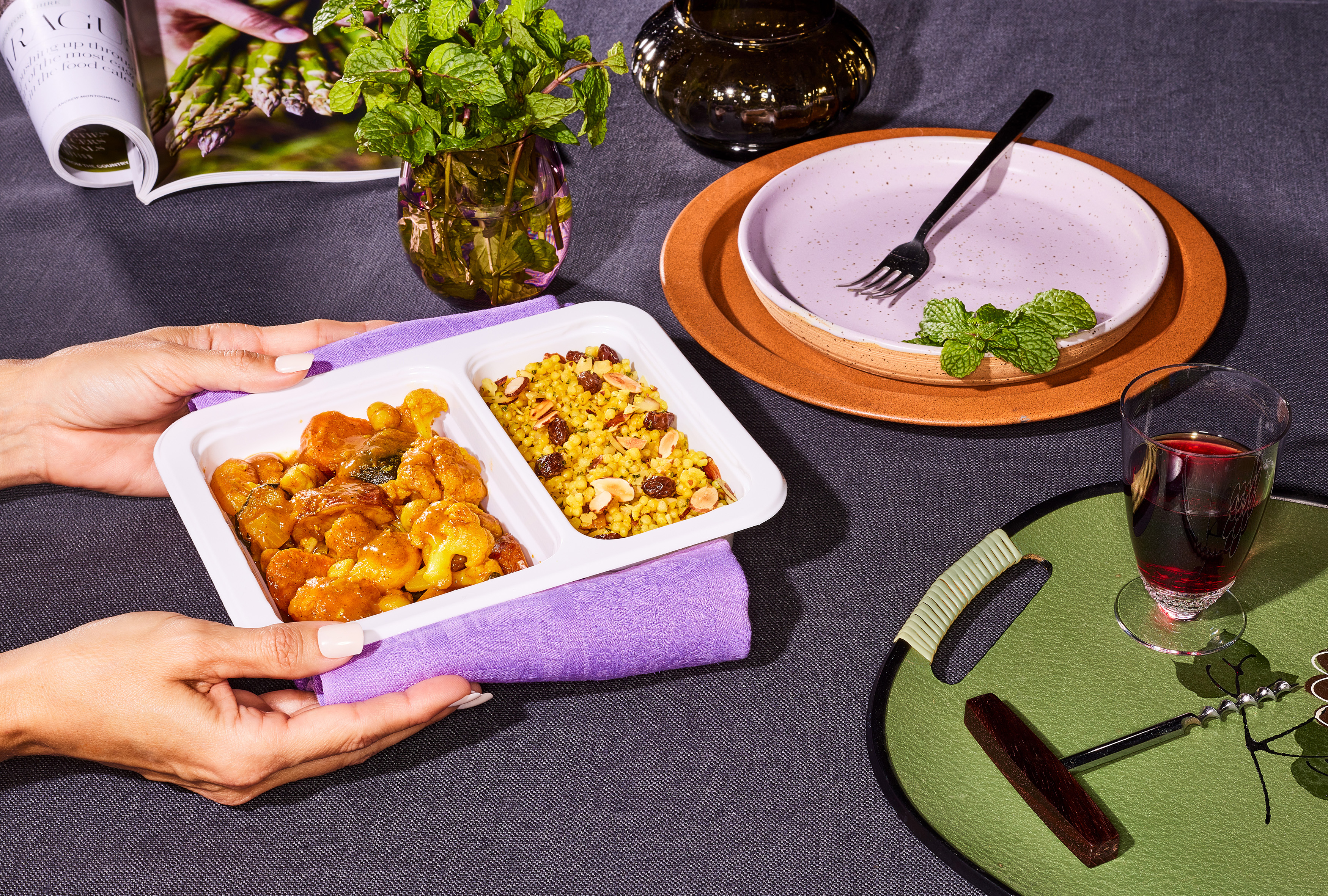 meal delivery with hand model