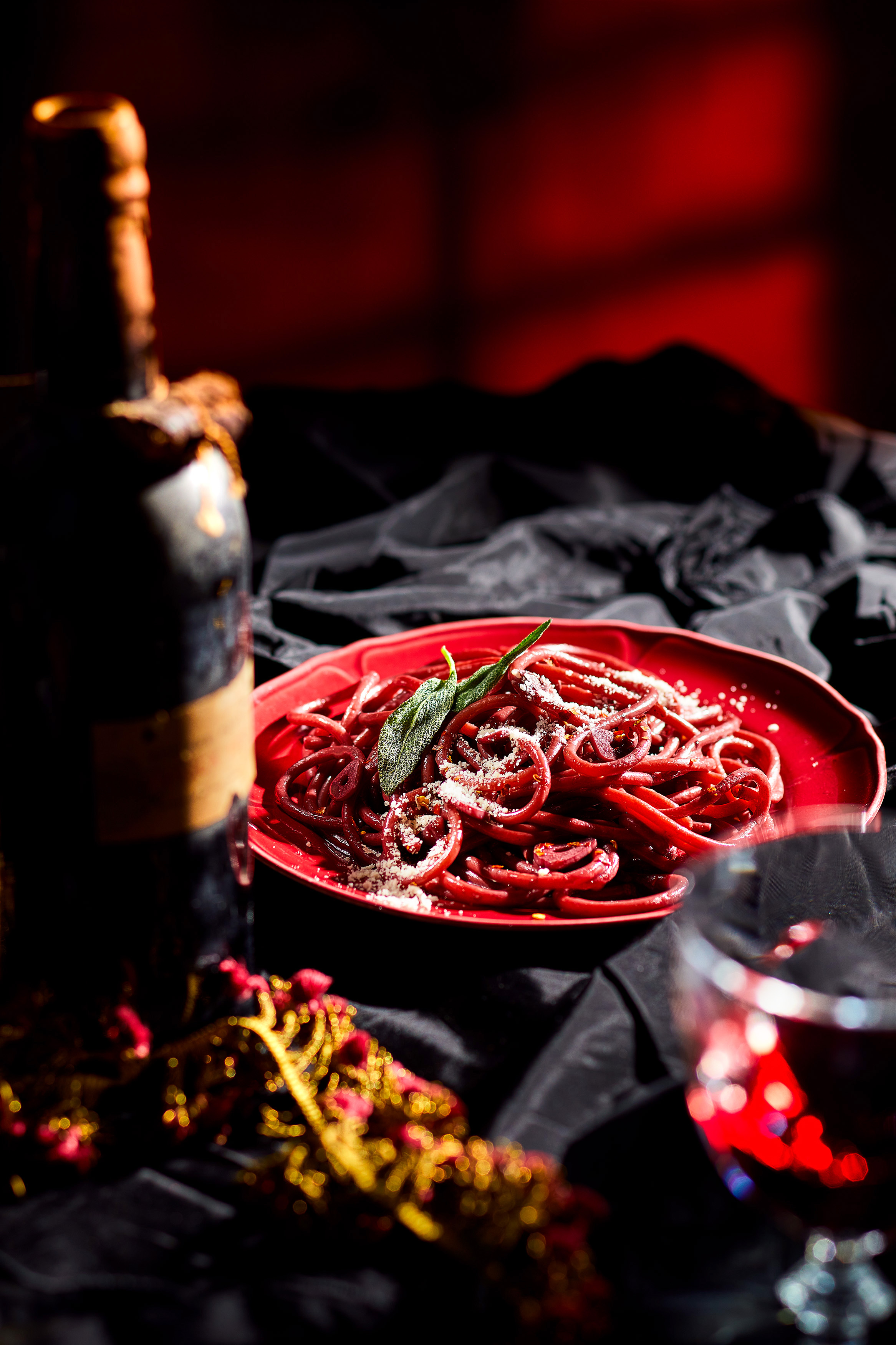 red wine pasta dinner for two